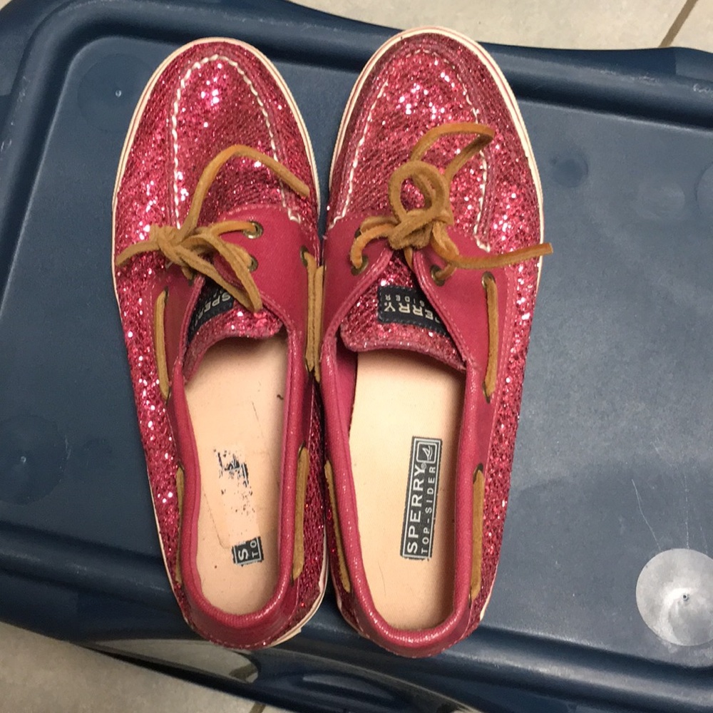 Sperry Top Siders, 9.5, pink shimmer